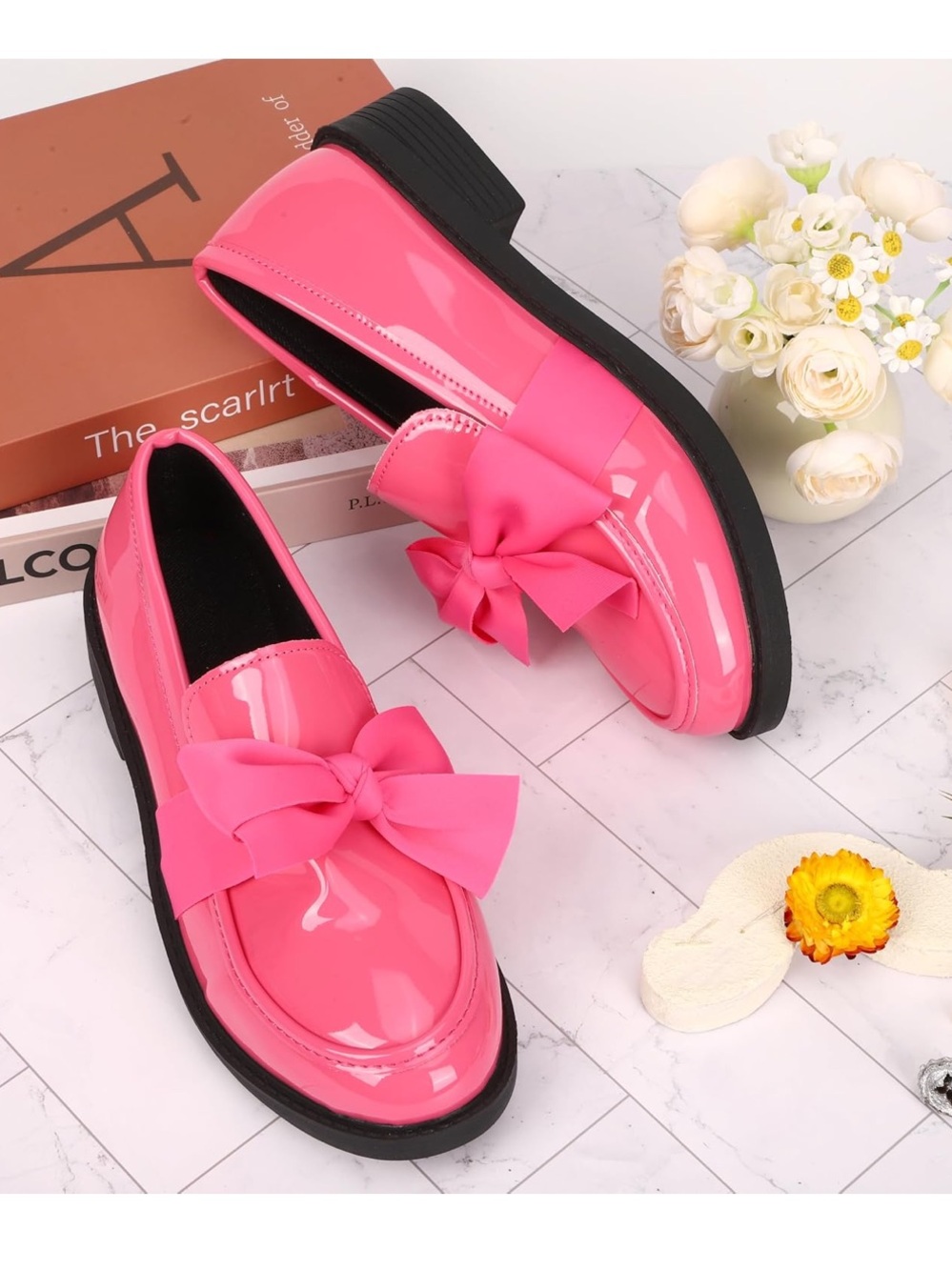 Women’s Pink Bow Slip-On Loafers